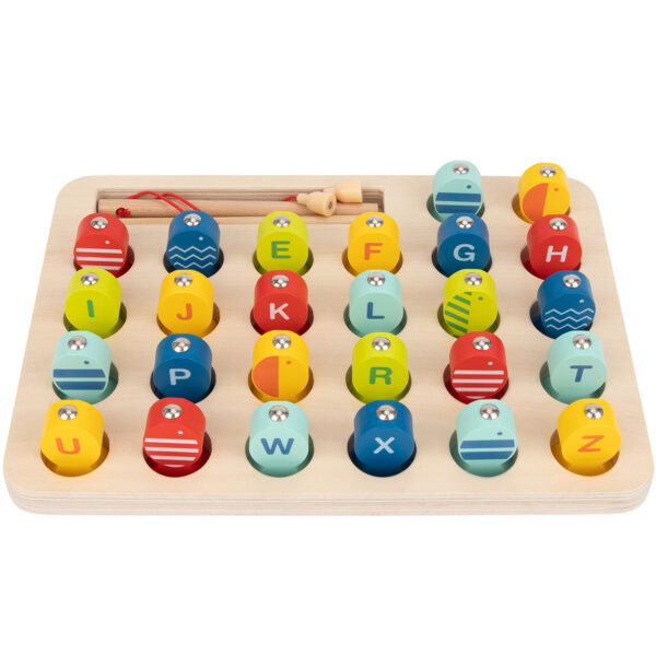 Tooky Toy Drewniana Gra Łowienie Rybek Nauka Literek 29 el. - 007