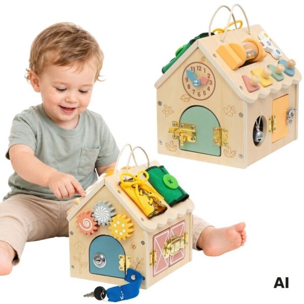 TOOKY TOY Drewniany Domek Manipulacyjny - 001 TOOKY TOY Drewniany Domek Manipulacyjny - 001