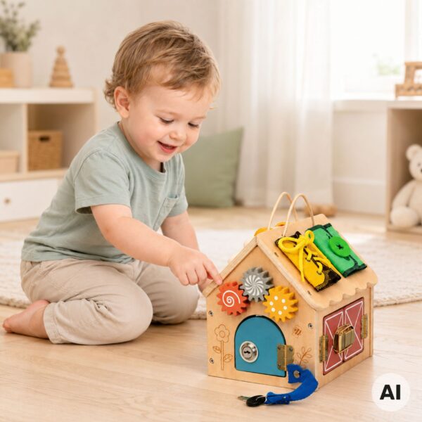 TOOKY TOY Drewniany Domek Manipulacyjny - 002