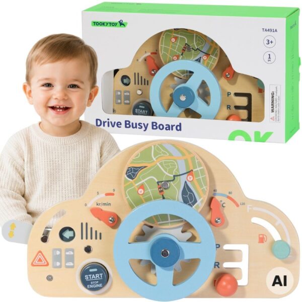 TOOKY TOY Drewniana Kierownica Edukacyjna 3+ - 001