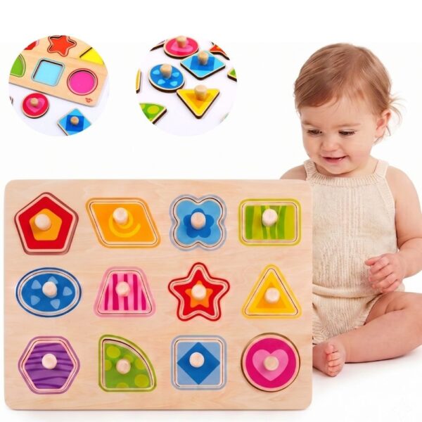 TOOKY TOY Puzzle Układanka Montessori Nauka Kształtów z Pinezkami - 001
