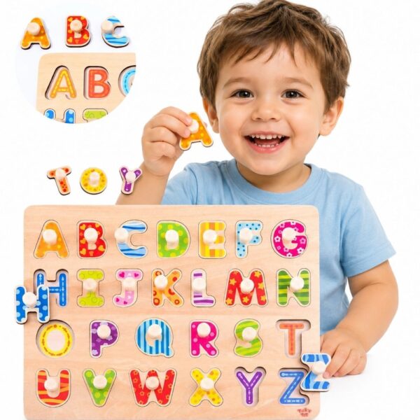 TOOKY TOY Puzzle Układanka Montessori z Pinezkami Alfabet - 001