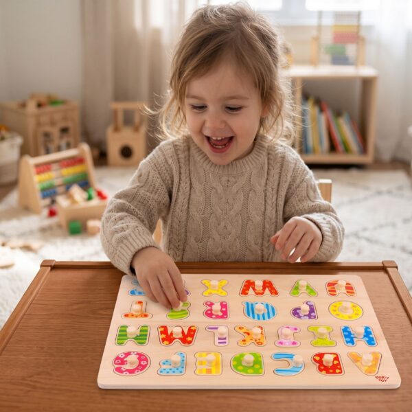 TOOKY TOY Puzzle Układanka Montessori z Pinezkami Alfabet - 002