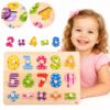 TOOKY TOY Drewniane Puzzle Nauka Liczenia Układanka Z Pinezkami Cyferki - 001
