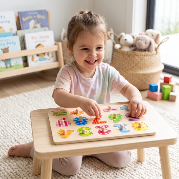 TOOKY TOY Drewniane Puzzle Nauka Liczenia Układanka Z Pinezkami Cyferki - 002