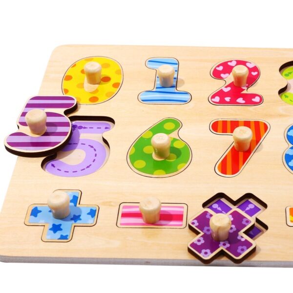 TOOKY TOY Drewniane Puzzle Nauka Liczenia Układanka Z Pinezkami Cyferki - 004
