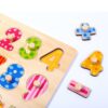TOOKY TOY Drewniane Puzzle Nauka Liczenia Układanka Z Pinezkami Cyferki - 005