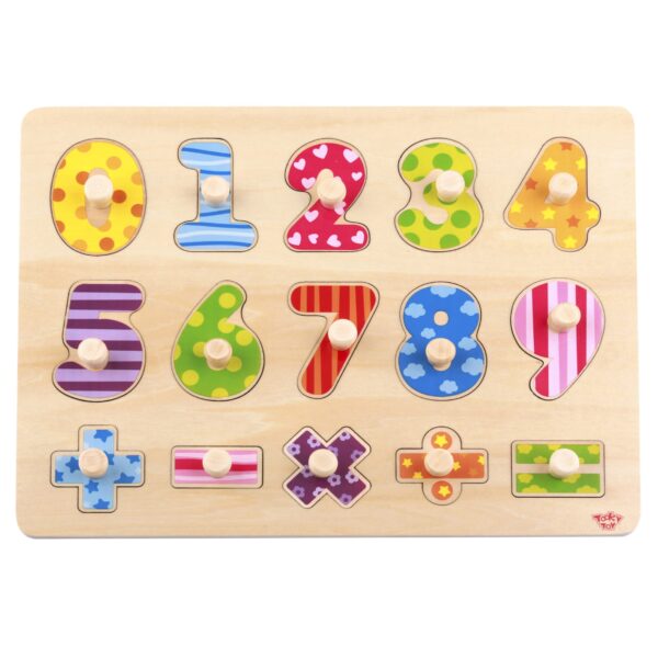 TOOKY TOY Drewniane Puzzle Nauka Liczenia Układanka Z Pinezkami Cyferki - 007