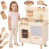 TOOKY TOY Drewniana Beżowa Kuchnia z Akcesoriami - 001