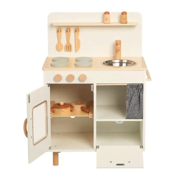 TOOKY TOY Drewniana Beżowa Kuchnia z Akcesoriami - 003