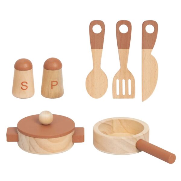 TOOKY TOY Drewniana Beżowa Kuchnia z Akcesoriami - 004