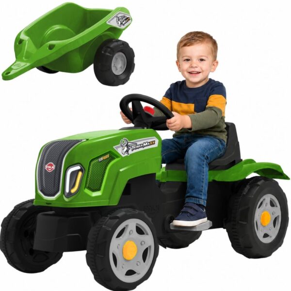 FALK Traktor na Pedały Claas Terra Maxx z Przyczepą i Otwieraną Maską 2-6 lat