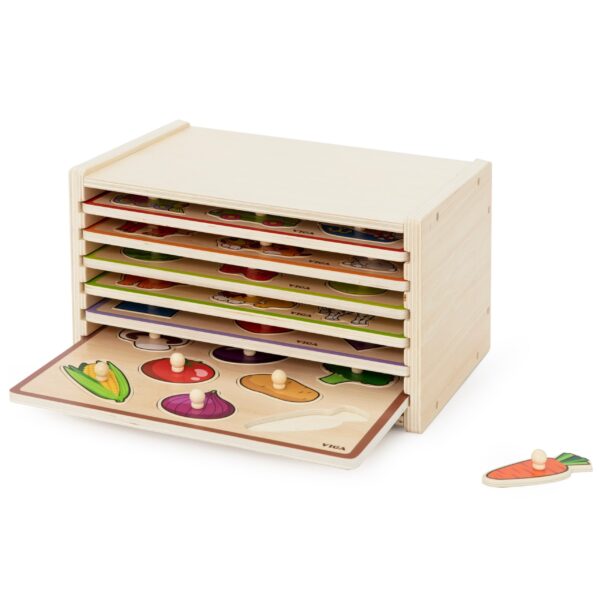 VIGA Drewniane Puzzle z Uchwytami i Półką 7 el. - 003