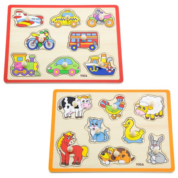 VIGA Drewniane Puzzle z Uchwytami i Półką 7 el. - 005