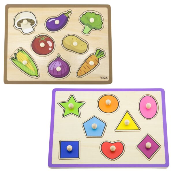 VIGA Drewniane Puzzle z Uchwytami i Półką 7 el. - 006