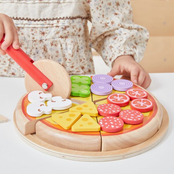 VIGA Drewniana Pizza Do Krojenia Zestaw kuchenny 27 el. Dla Dzieci 18M+ - 002