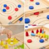 VIGA Drewniana gra zręcznościowa 4w1 Hokej stołowy Curling Bowling Ludo - 006