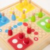 VIGA Drewniana gra zręcznościowa 4w1 Hokej stołowy Curling Bowling Ludo - 007