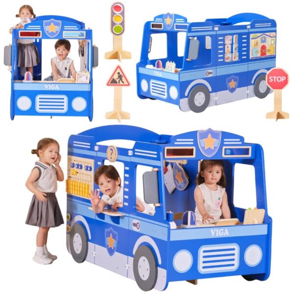 VIGA Duży Drewniany Radiowóz Policyjny Zestaw Edukacyjny Dla Dzieci Policja - 001 VIGA Duży Drewniany Radiowóz Policyjny Zestaw Edukacyjny Dla Dzieci Policja - 001