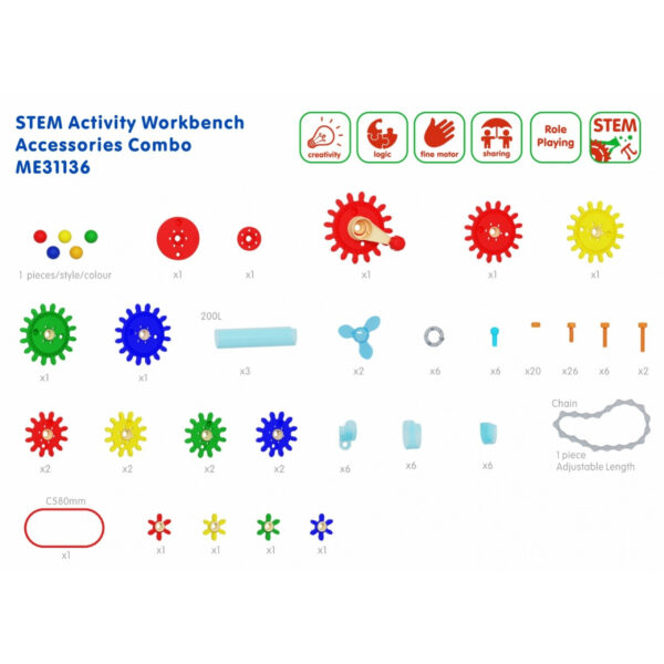 MASTERKIDZ Drewniany Warsztat Montessori STEM z Narzędziami + Akcesoria
