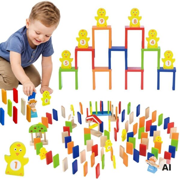 VIGA Drewniany Tor Domino 122 el. - 001