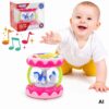 WOOPIE BABY Różowy Bębenek Pozytywka Projektor 3w1 Zabawka Muzyczna dla Niemowląt + Walec Roller do Nauki Raczkowania - 001