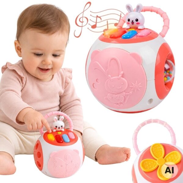 WOOPIE BABY Pianinko Króliczek Edukacyjny Dla Dzieci Różowy