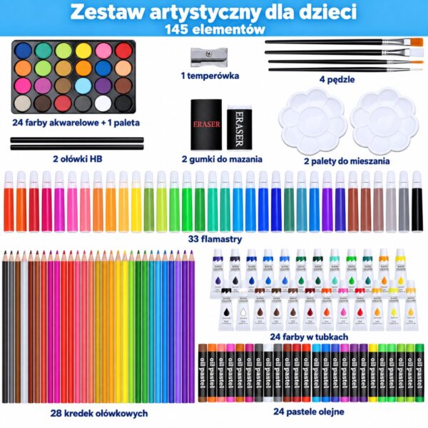 Woopie Zestaw Artystyczny w Walizce Kredki Farby Jednorożec