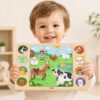 VIGA Drewniane Puzzle Odgadnij Po Cieniu - Farma Układanka 17 el. - 002