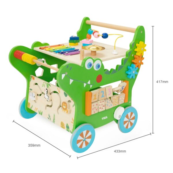VIGA Drewniany Pchacz Edukacyjny Krokodylek 12w1 - 007
