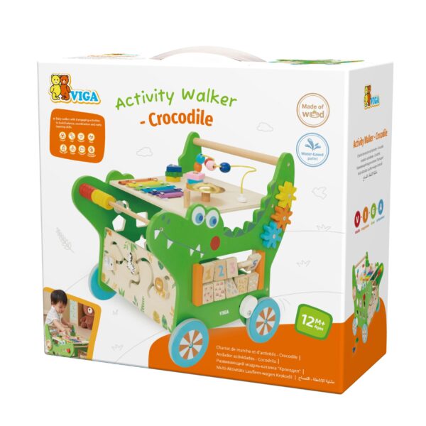 VIGA Drewniany Pchacz Edukacyjny Krokodylek 12w1 - 008