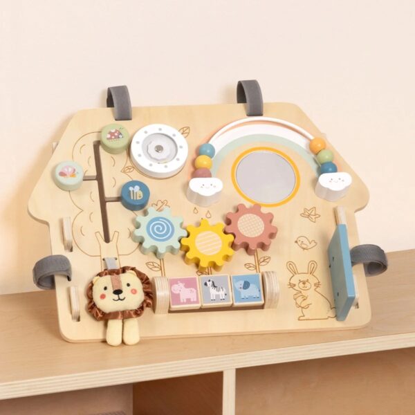 WOOPIE GREEN  Tablica Manipulacyjna Edukacyjna Sensoryczna Domek Montessori 2w1 8 el. - 006