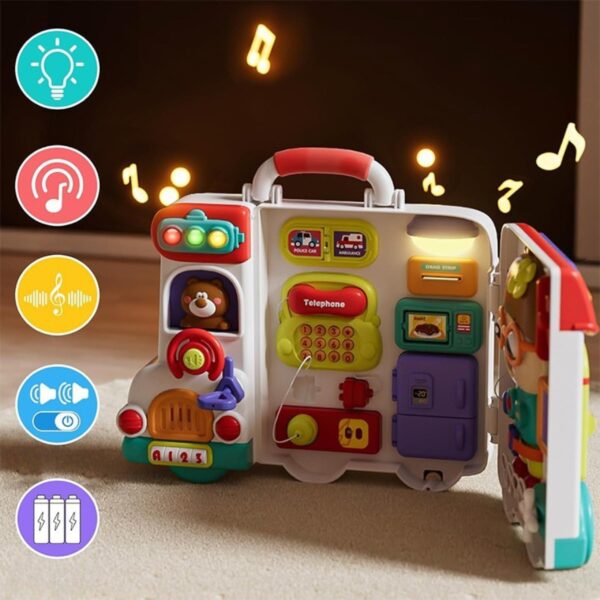 WOOPIE  BABY Interaktywna Tablica Manipulacyjna Chłopiec Busy Car 3w1 Walizka Sensoryczna