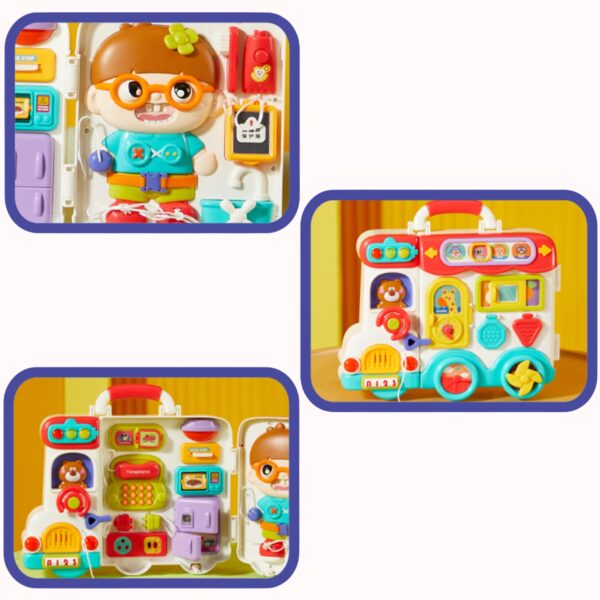 WOOPIE  BABY Interaktywna Tablica Manipulacyjna Chłopiec Busy Car 3w1 Walizka Sensoryczna