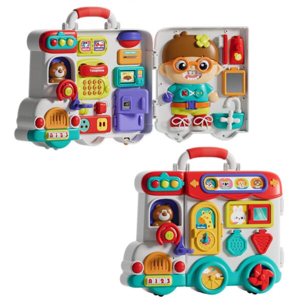 WOOPIE  BABY Interaktywna Tablica Manipulacyjna Chłopiec Busy Car 3w1 Walizka Sensoryczna