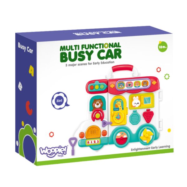 WOOPIE  BABY Interaktywna Tablica Manipulacyjna Chłopiec Busy Car 3w1 Walizka Sensoryczna