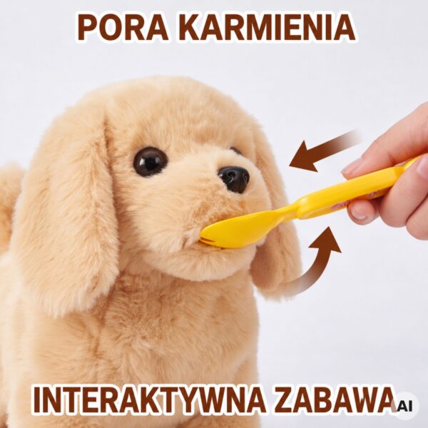 WOOPIE Interaktywny Brązowy Piesek na Smyczy z Akcesoriami